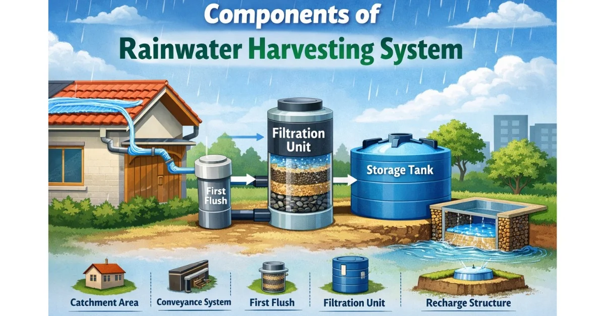 components of rainwater harvesting system diagram